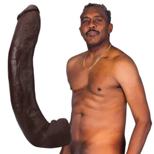 Dildo realist DOC JOHNSON Ultraskyn Signature Cocks - Dredd. bază cu ventuză pentru fixare. 34 cm. culoarea maro