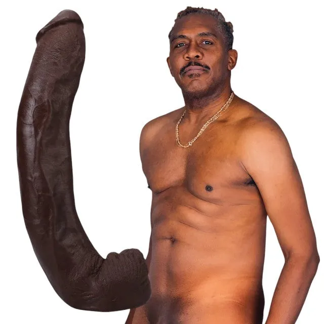 Dildo realist DOC JOHNSON Ultraskyn Signature Cocks - Dredd. bază cu ventuză pentru fixare. 34 cm. culoarea maro