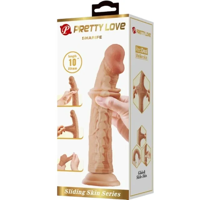 Dildo realist PRETTY LOVE SHARIFE. cu material flexibil care imită pielea. bază cu ventuză pentru fixare. lungime 25 cm. culoarea pielii