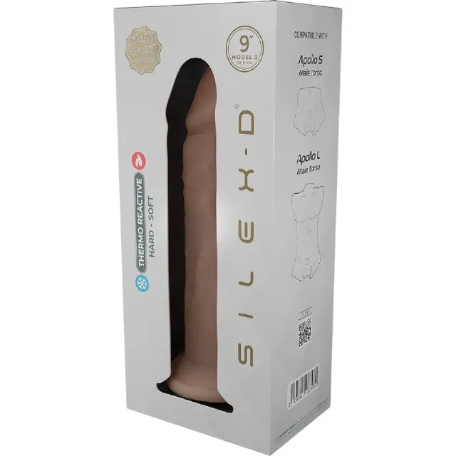 Dildo SILEX-D 9 Model 2. design realist. reactiv la căldură. bază cu ventuză pentru fixare. lungime 22.9 cm. culoarea pielii