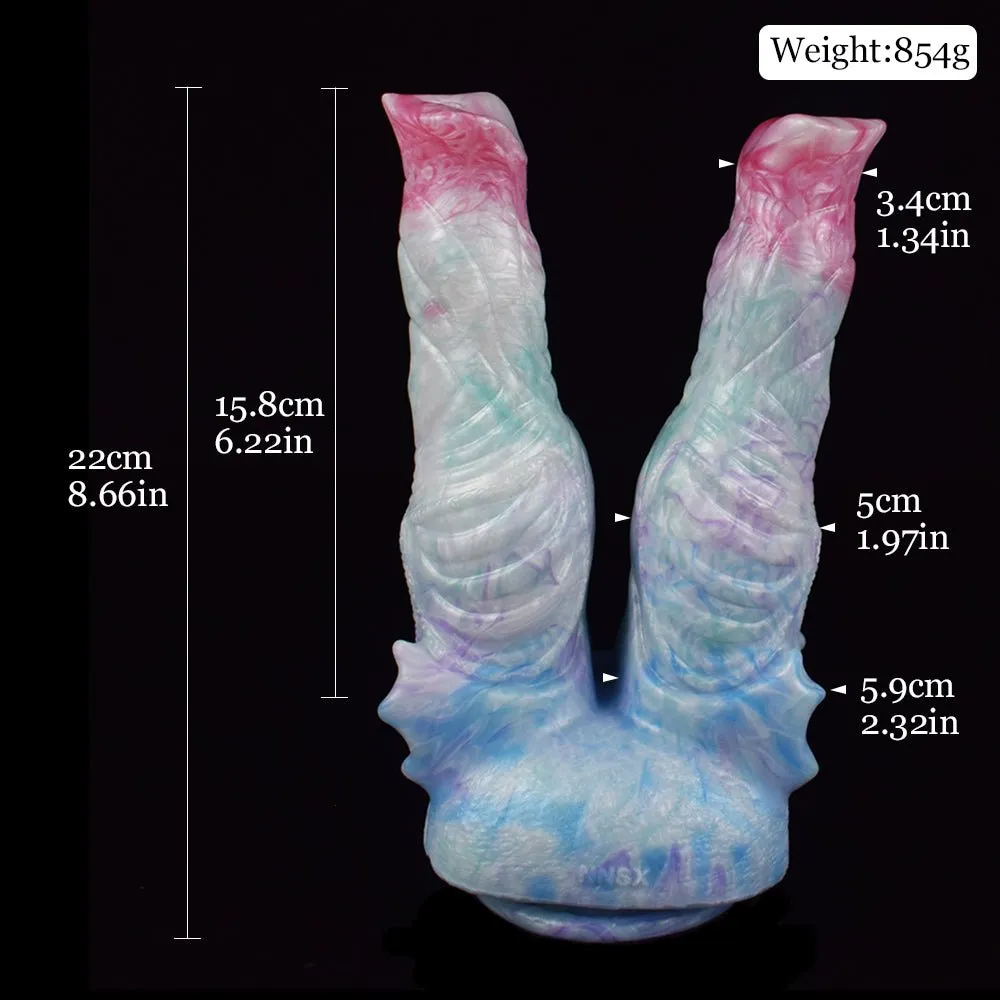 Double Heads Thick Beast Dildo With Suction Cup