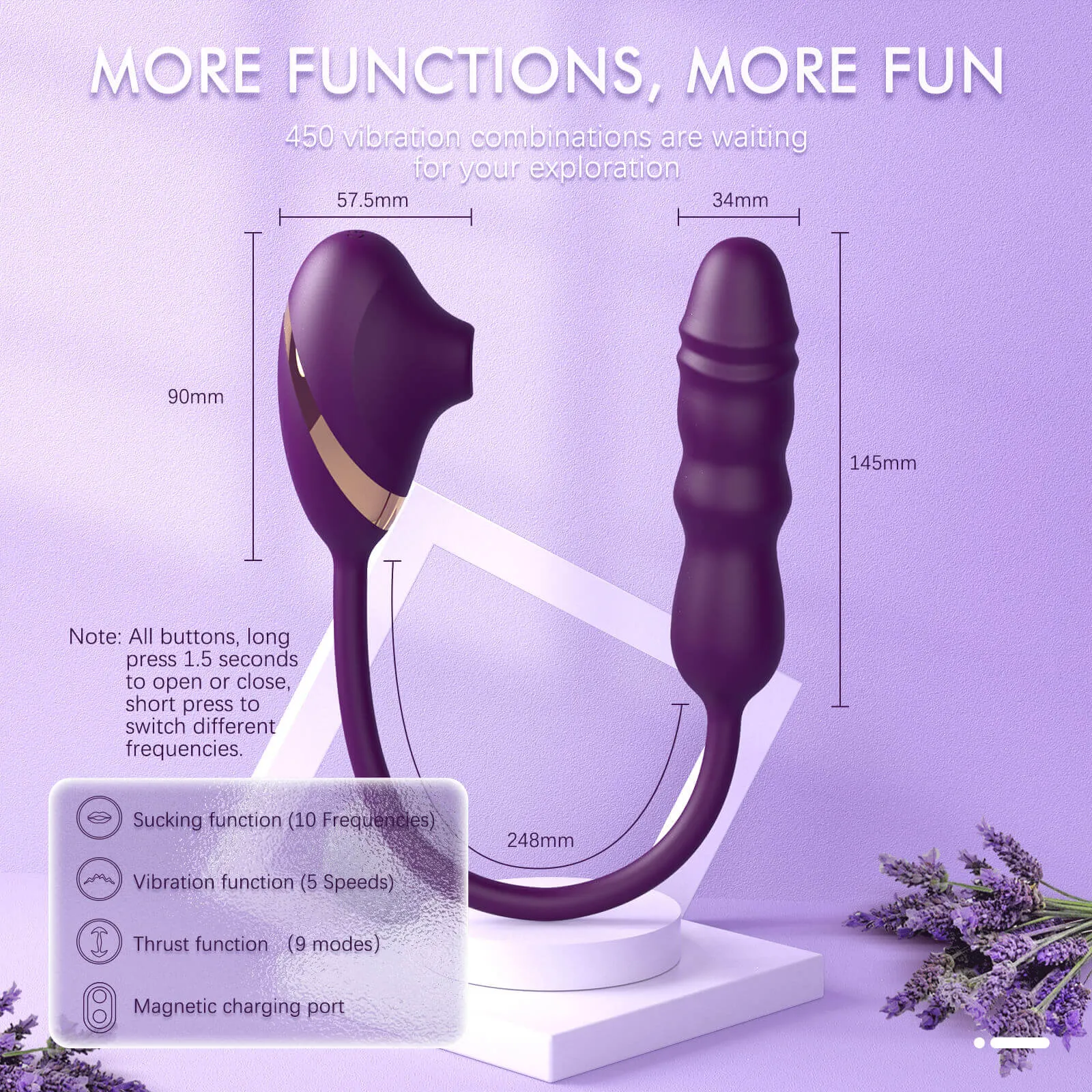 EnchantedLotus - Sucking & Thrusting G-Spot Vibrator Dildo Plug