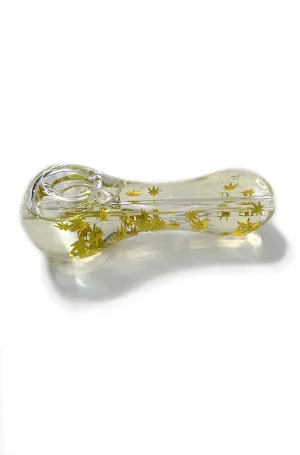 Freezable Glycerin Leaf Glitter Spoon Pipe in Gold