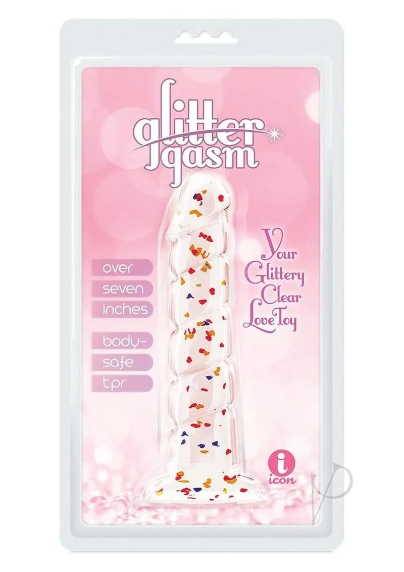Glittergasm Swirl Dildo Orn/red/gld