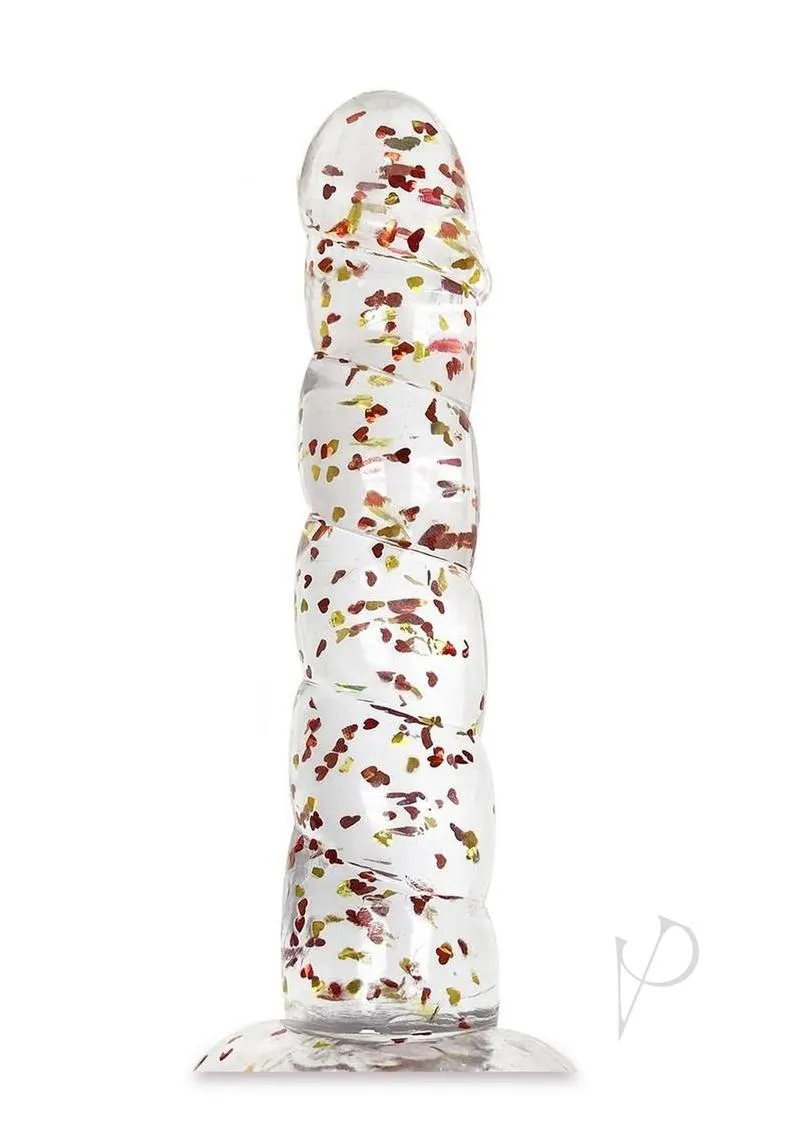 Glittergasm Swirl Dildo Orn/red/gld