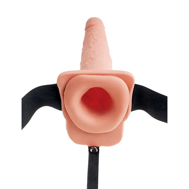 Ham Strap-on FETISH Fantasy Series Squirting Strap-on with Balls. cu funcție de ejaculare. lungime 19 cm. culoarea pielii