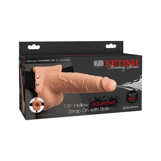 Ham Strap-on FETISH Fantasy Series Squirting Strap-on with Balls. cu funcție de ejaculare. lungime 19 cm. culoarea pielii