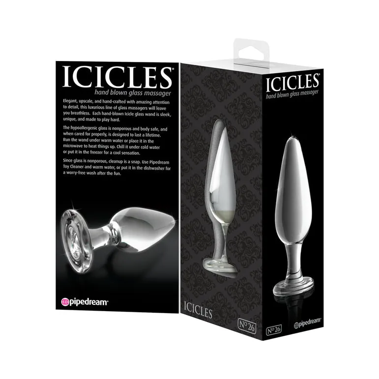 Icicles No. 26 Clear Glass Butt Plug
