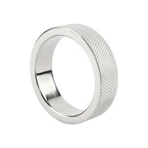 Inel pentru penis MR. STEEL CrissCross C-Ring. cu design geometric. din oțel inoxidabil. diametru 5.5 cm (mare). argintiu