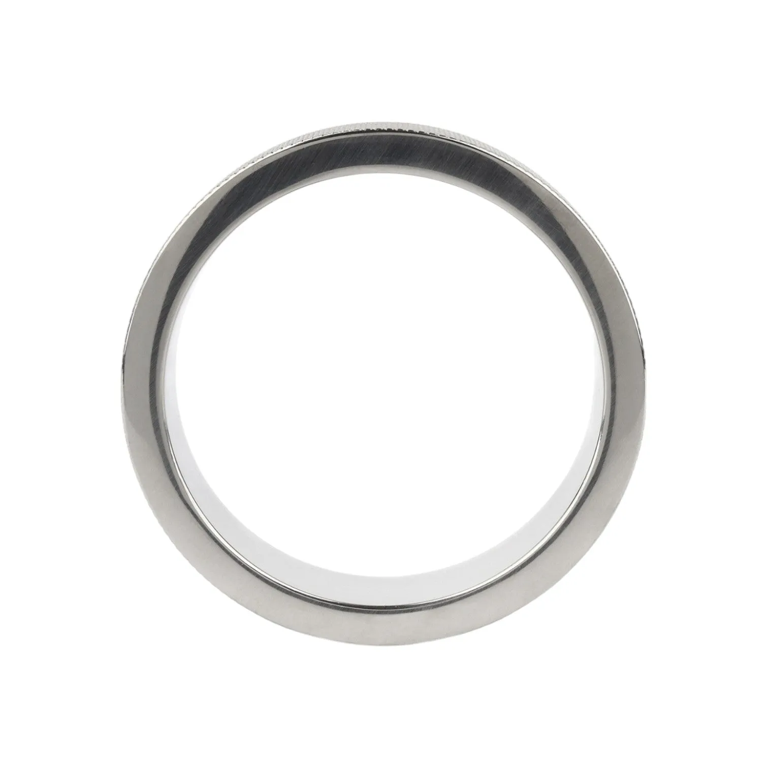 Inel pentru penis MR. STEEL CrissCross C-Ring. cu design geometric. din oțel inoxidabil. diametru 5.5 cm (mare). argintiu