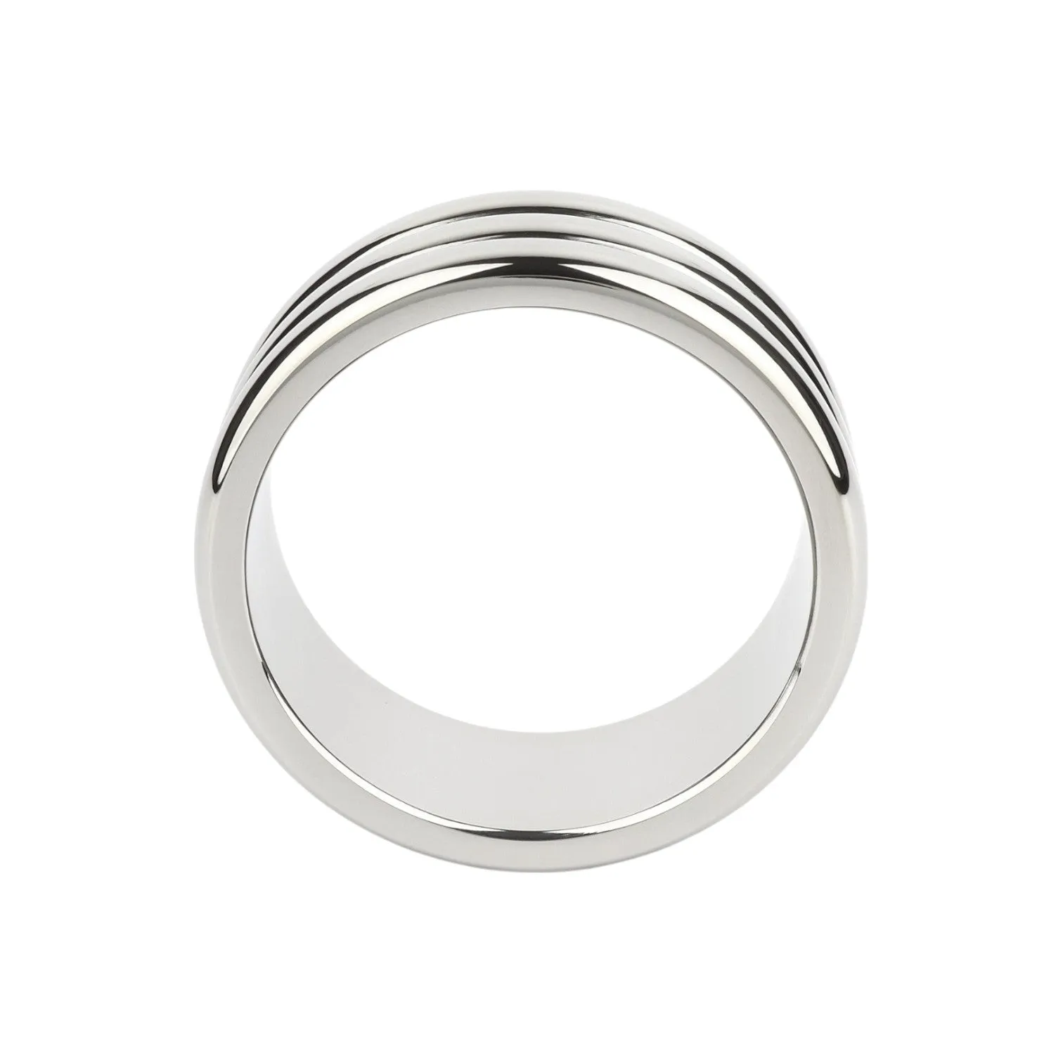 Inel pentru penis MR. STEEL Elegant Deep C-Ring. cu striații. din oțel inoxidabil. diametru 5.5 cm (mare). argintiu