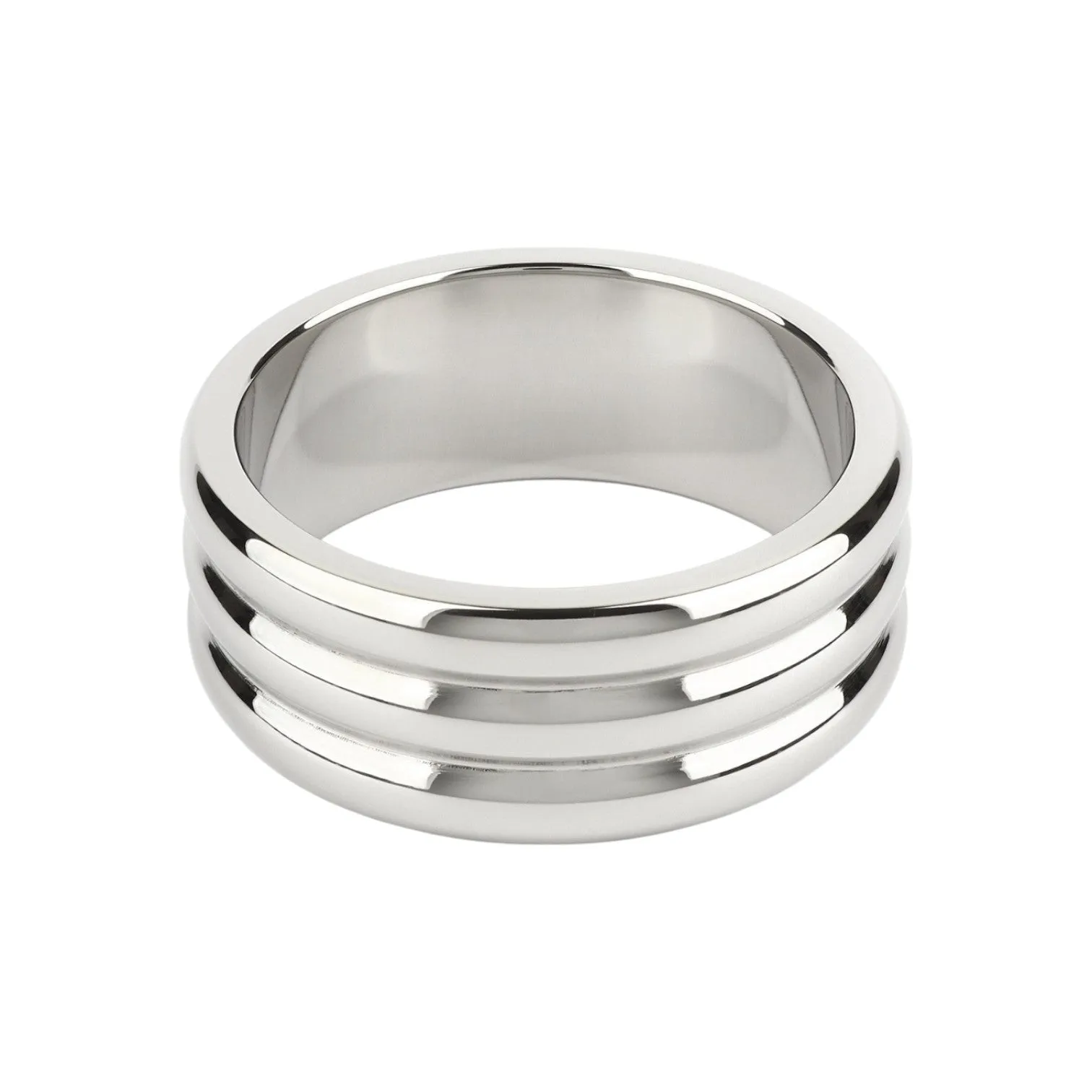 Inel pentru penis MR. STEEL Elegant Deep C-Ring. cu striații. din oțel inoxidabil. diametru 5.5 cm (mare). argintiu