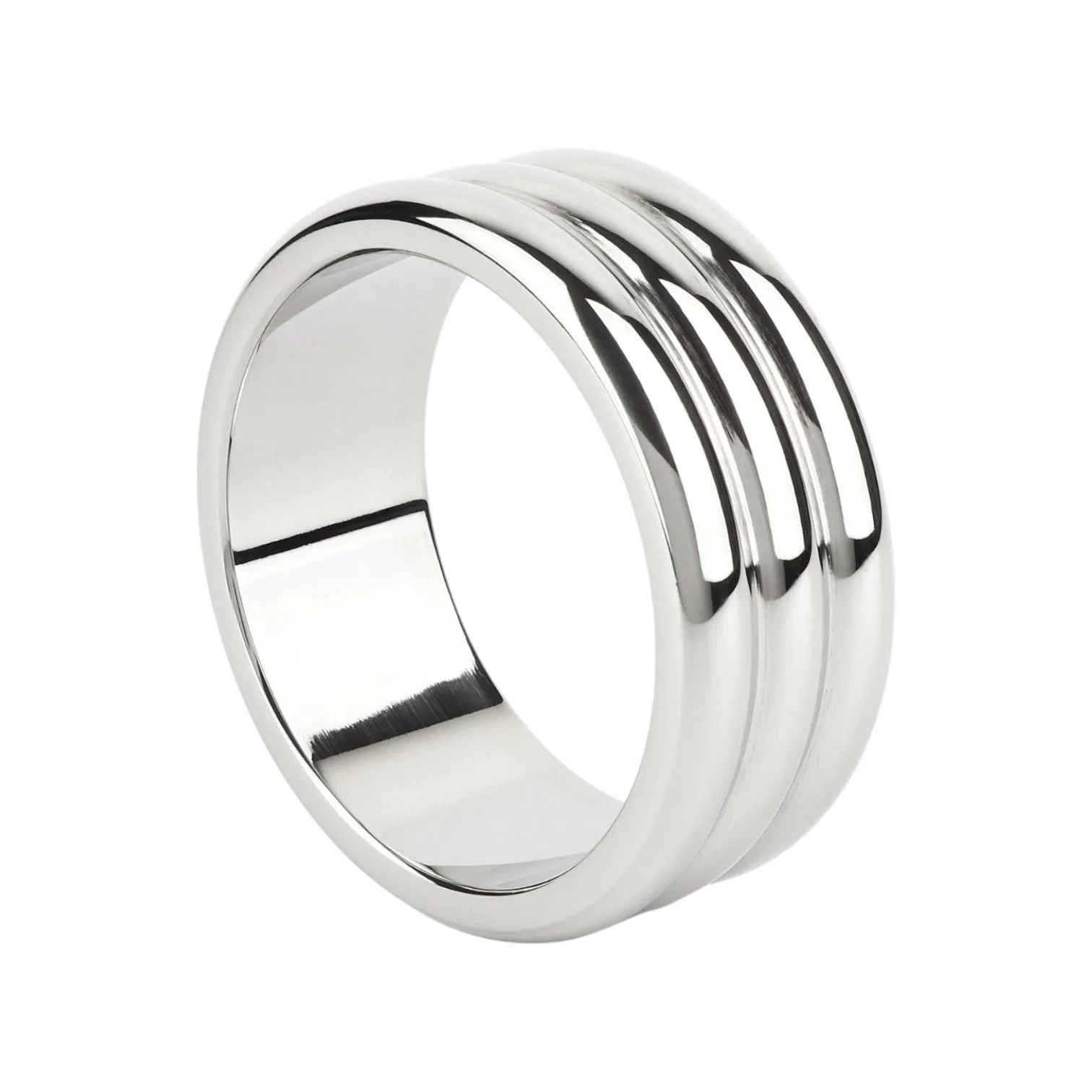 Inel pentru penis MR. STEEL Elegant Deep C-Ring. cu striații. din oțel inoxidabil. diametru 5.5 cm (mare). argintiu
