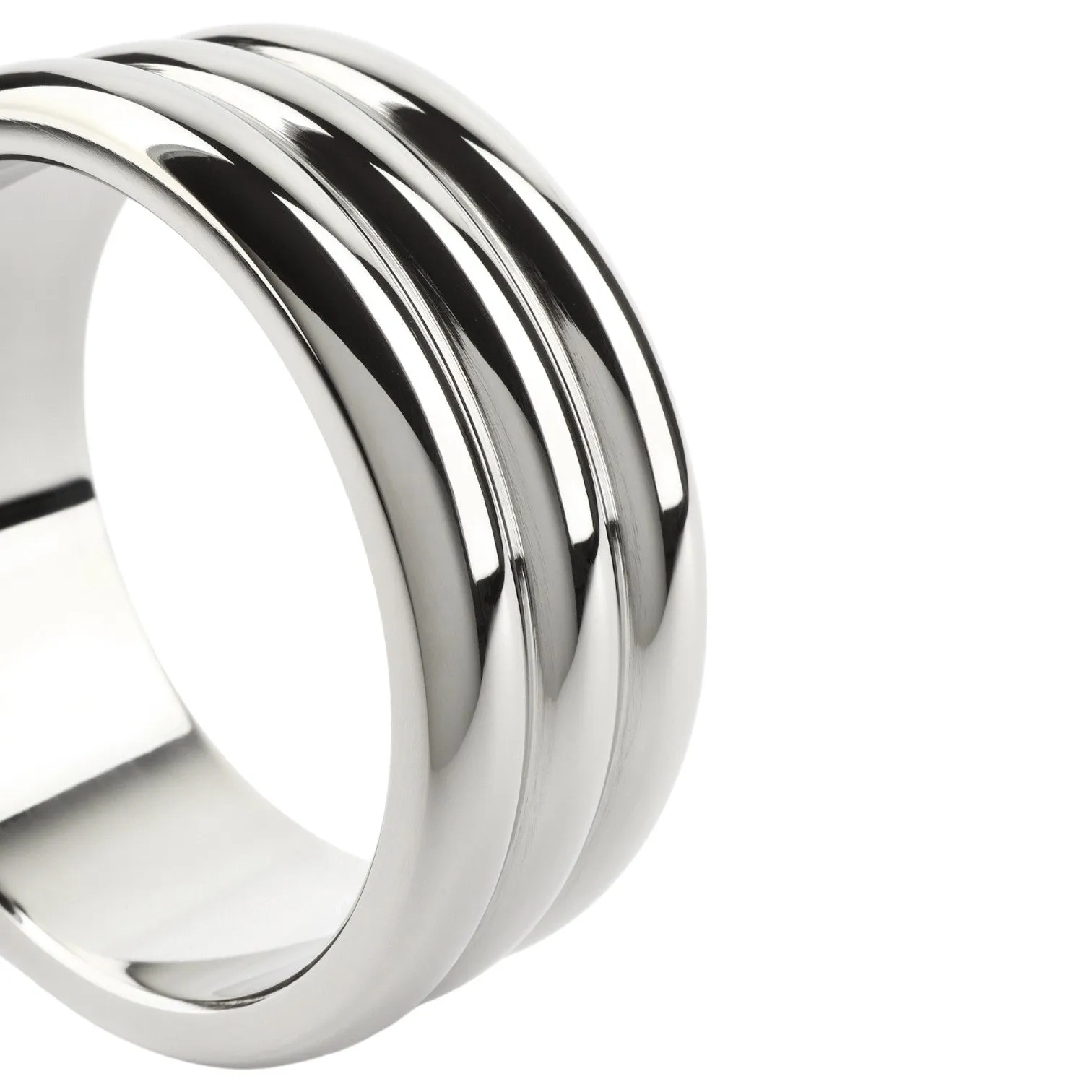 Inel pentru penis MR. STEEL Elegant Deep C-Ring. cu striații. din oțel inoxidabil. diametru 5.5 cm (mare). argintiu