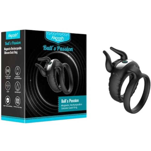 Inel vibrator pentru penis ARMONY Bull's Passion. control prin telecomanda. 10 functii de vibratie. rezistent la apa. negru