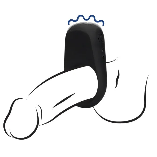 Inel vibrator pentru penis LOVELINE Vibrating Cock Ring. din silicon moale. 10 funcții de vibrație. negru