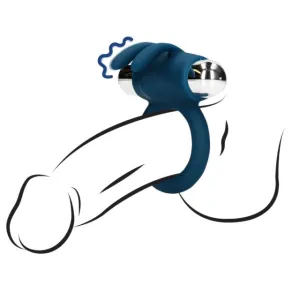 Inel vibrator pentru penis LOVELINE Vibrating Rabbit Cock Ring. din silicon moale. 10 funcții de vibrație. rezistent la apă. albastru