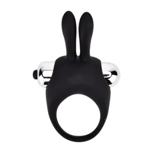 Inel vibrator pentru penis LOVING JOY Rabbit Cock Ring. pentru stimularea erecției. din silicon. cu urechi de iepuraș. negru