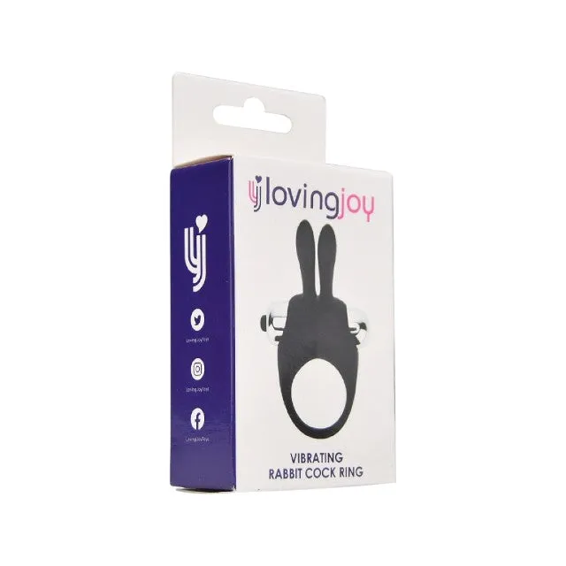 Inel vibrator pentru penis LOVING JOY Rabbit Cock Ring. pentru stimularea erecției. din silicon. cu urechi de iepuraș. negru