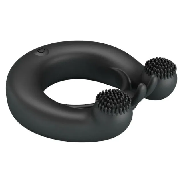 Inel vibrator pentru penis PRETTY LOVE DAHLIA. din silicon moale. cu 12 funcții de vibrație. culoare negru