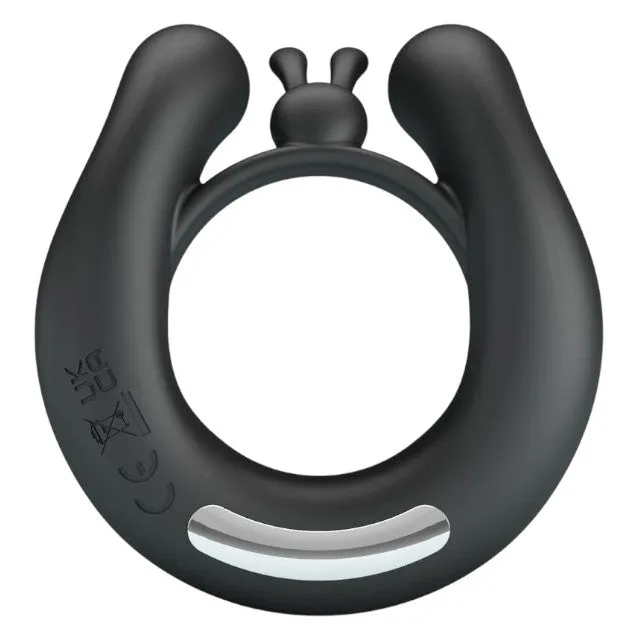 Inel vibrator pentru penis PRETTY LOVE DAHLIA. din silicon moale. cu 12 funcții de vibrație. culoare negru