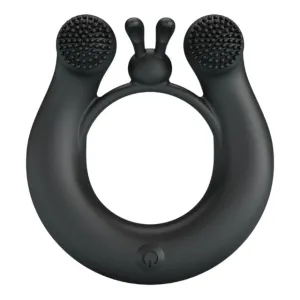 Inel vibrator pentru penis PRETTY LOVE DAHLIA. din silicon moale. cu 12 funcții de vibrație. culoare negru