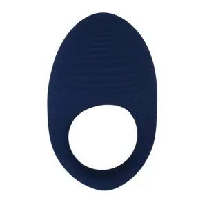 Inel vibrator pentru penis TABOOBOO Between You and Me. din silicon cu striații. rezistent la apă. albastru