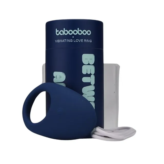Inel vibrator pentru penis TABOOBOO Between You and Me. din silicon cu striații. rezistent la apă. albastru