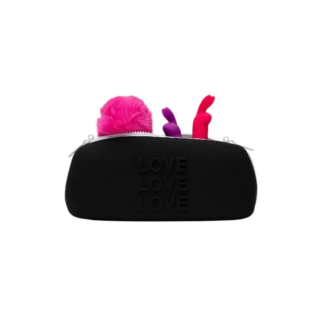 Kit 7 jucării HAPPY RABBIT Couple's Pleasure Kit. pentru jocuri erotice. cu vibrator bullet și inel pentru penis. geantă de călătorie inclusă
