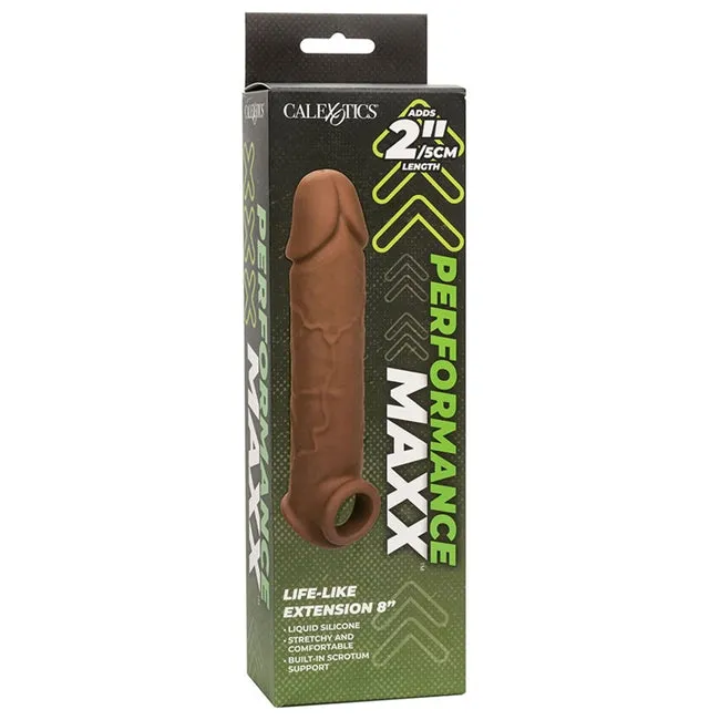Manson CALEXOTICS - Performance MAXX 8''. pentru extensia penisului. din silicon. maro