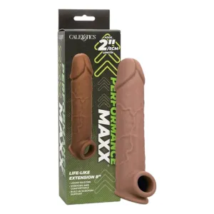 Manson CALEXOTICS - Performance MAXX 8''. pentru extensia penisului. din silicon. maro