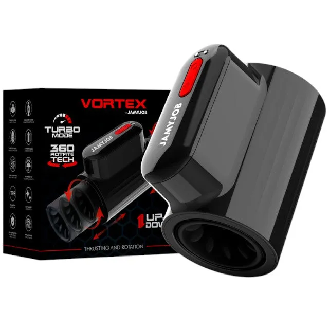 Masturbator automat JAMYJOB VORTEX. 10 funcții de rotație 360°. 10 funcții de penetrare automată. rezistent la apă. negru