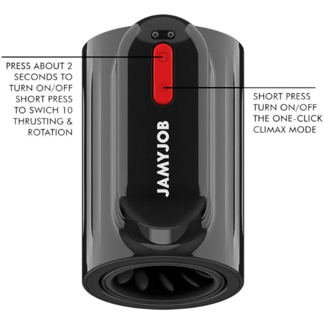 Masturbator automat JAMYJOB VORTEX. 10 funcții de rotație 360°. 10 funcții de penetrare automată. rezistent la apă. negru