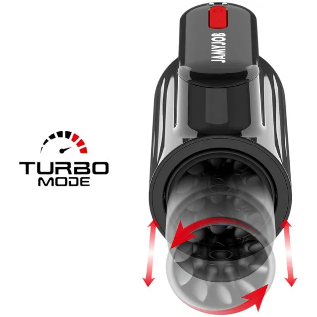 Masturbator automat JAMYJOB VORTEX. 10 funcții de rotație 360°. 10 funcții de penetrare automată. rezistent la apă. negru