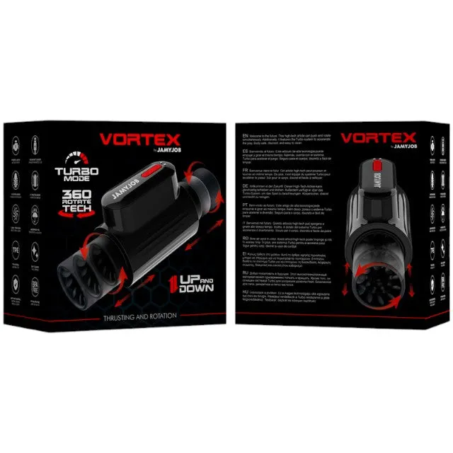 Masturbator automat JAMYJOB VORTEX. 10 funcții de rotație 360°. 10 funcții de penetrare automată. rezistent la apă. negru