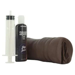 Masturbator DOC JOHNSON Squirting Pussy. simulare vaginală realistă. cu lichid Joy Juice inclus. maro. 14 cm
