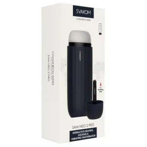 Masturbator interactiv SVAKOM Sam Neo 2 Pro. control prin aplicație. cu funcție de încălzire. 5 funcții de aspirare și vibrație. negru