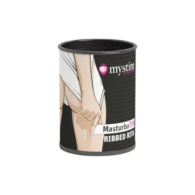 Masturbator manual MYSTIM MasturbaTIN Ribbed Rita. din TPE texturat pentru stimulare intensă. alb