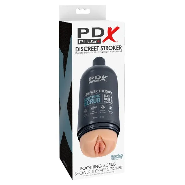 Masturbator PDX PLUS  Discreet Stroker Soothing Scrub. în formă de gel de duș. simulare vaginală realistă. culoarea pielii
