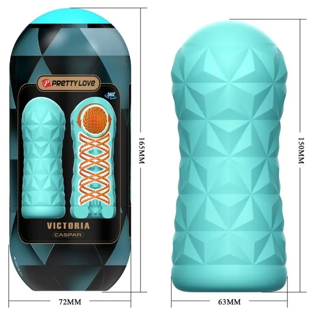 Masturbator PRETTY LOVE Victoria CASPAR. in forma de ou. cu functie de rotatie. compact si rezistent la apa. verde aqua