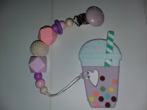 Milkshake Silicone Teether Chewing Toy Pacifier Clip