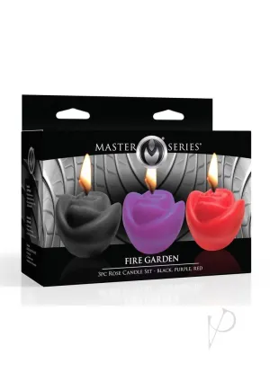 Ms Fire Garden Rose Candle Set 3pc