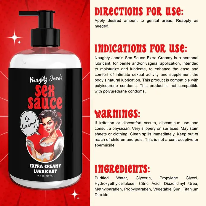 Naughty Jane's Creamy Cum Sex Sauce Lubricant 16oz