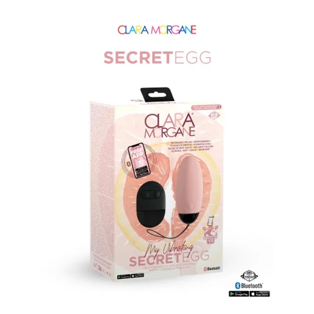 Ou vibrator CLARA MORGANE My Vibrating Secret Egg. control prin telecomandă și aplicație. 10 functii de vibratie. roz