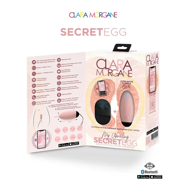 Ou vibrator CLARA MORGANE My Vibrating Secret Egg. control prin telecomandă și aplicație. 10 functii de vibratie. roz