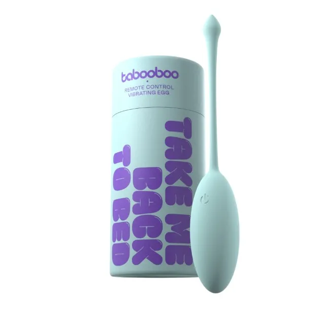Ou vibrator TABOOBOO Take Me Back To Bed. control prin telecomandă. 10 funcții de vibrație. rezistent la apă. albastru