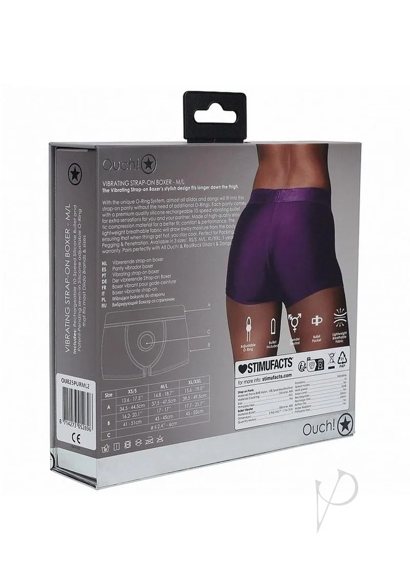 Ouch Vibe Strap On Boxer M/l Purple