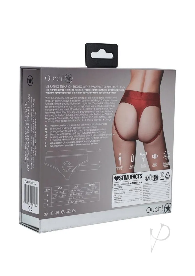 Ouch Vibe Strap On Thong Xs/sm Red