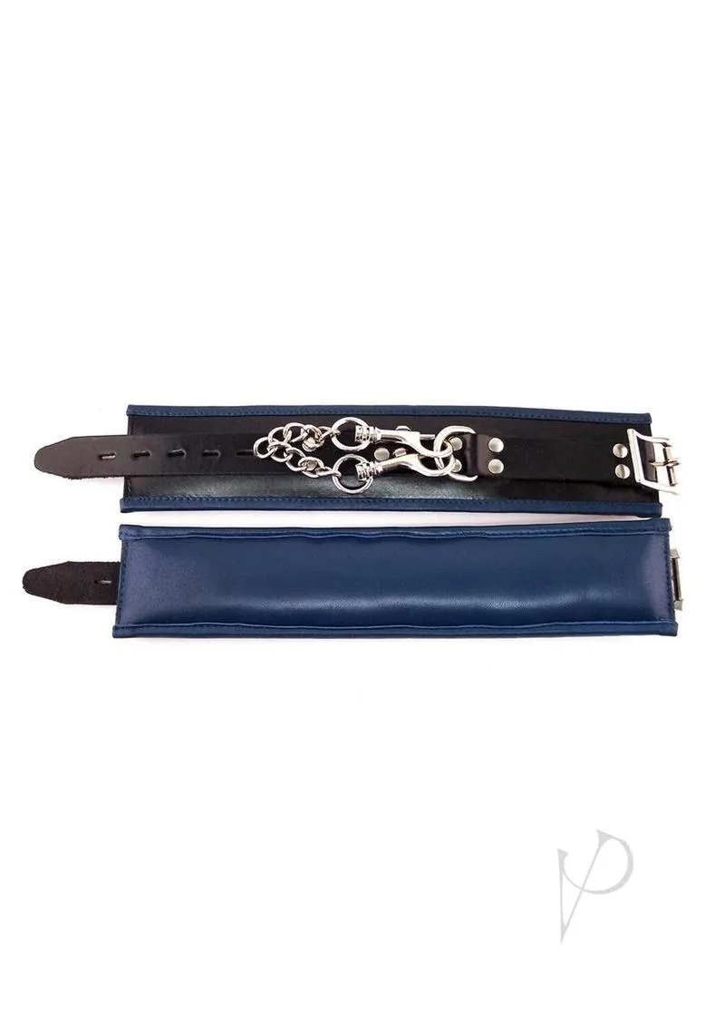 Padded Leather Ankle Cuffs Blk/blu