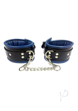 Padded Leather Ankle Cuffs Blk/blu